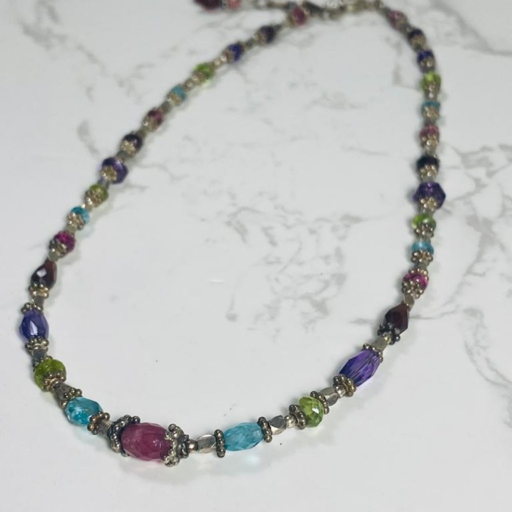River Mist Gemstone Colorful And Silver Necklace View 3